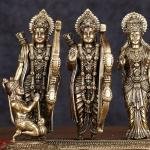 Brass Ram Darbar Idol | 6.5" x 8" x 5.5" (16.5 x 20.3 x 14 cm) | 1.360 kg Lightweight Sacred Art | Intricate Divine Family | Premium Collection